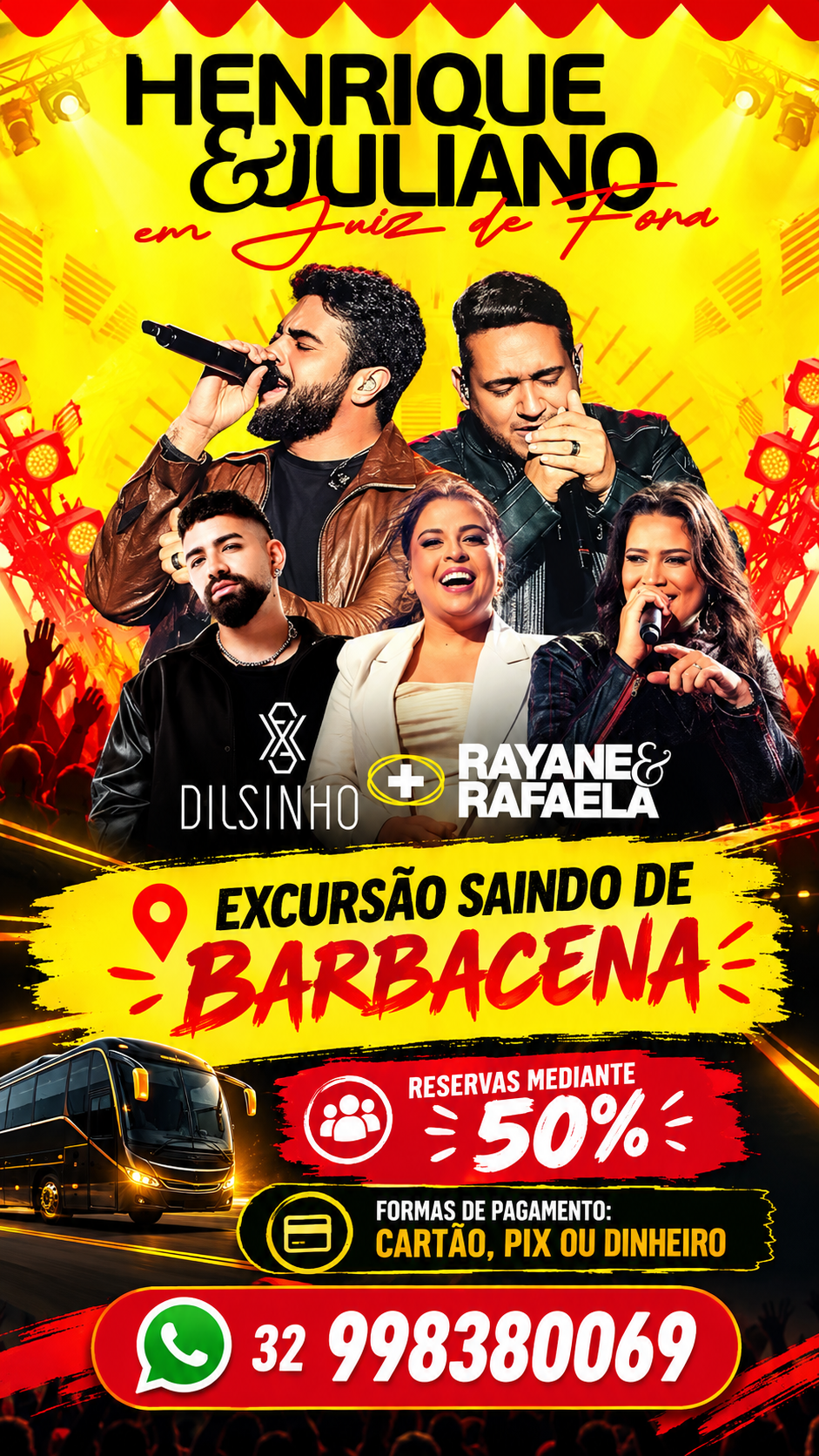 Arte do evento Henrique e Juliano + Dilsinho